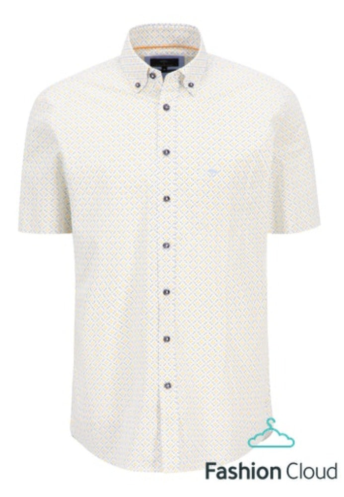    693 × 1000px  Fynch Hatton Short Sleeved Button Down Collar Printed Casual Shirt