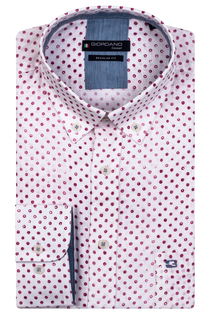 button down printed casual shirt red